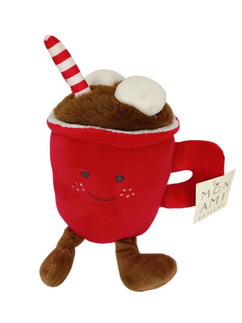 Mon Ami Designs Hot Cocoa Plush‎ Toy With Straw & Marshmallows - Red/Brown